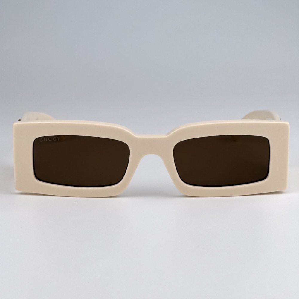 NEW Gucci GG1425S 004 Ivory Brown Rectangle Unisex Sunglasses GG 1425S - Picture 5 of 13